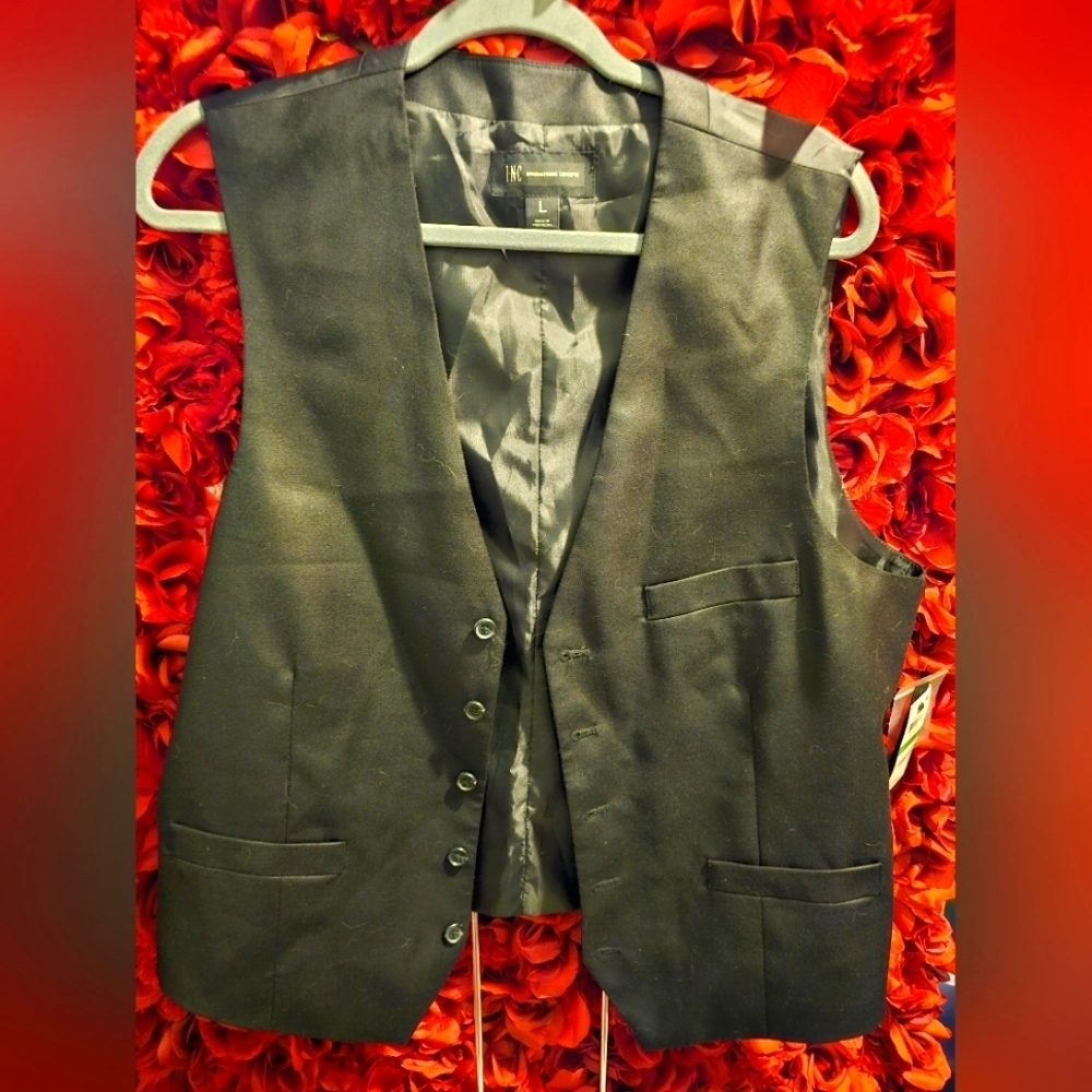 NWT Men's Black INC Dress Vest Size Large